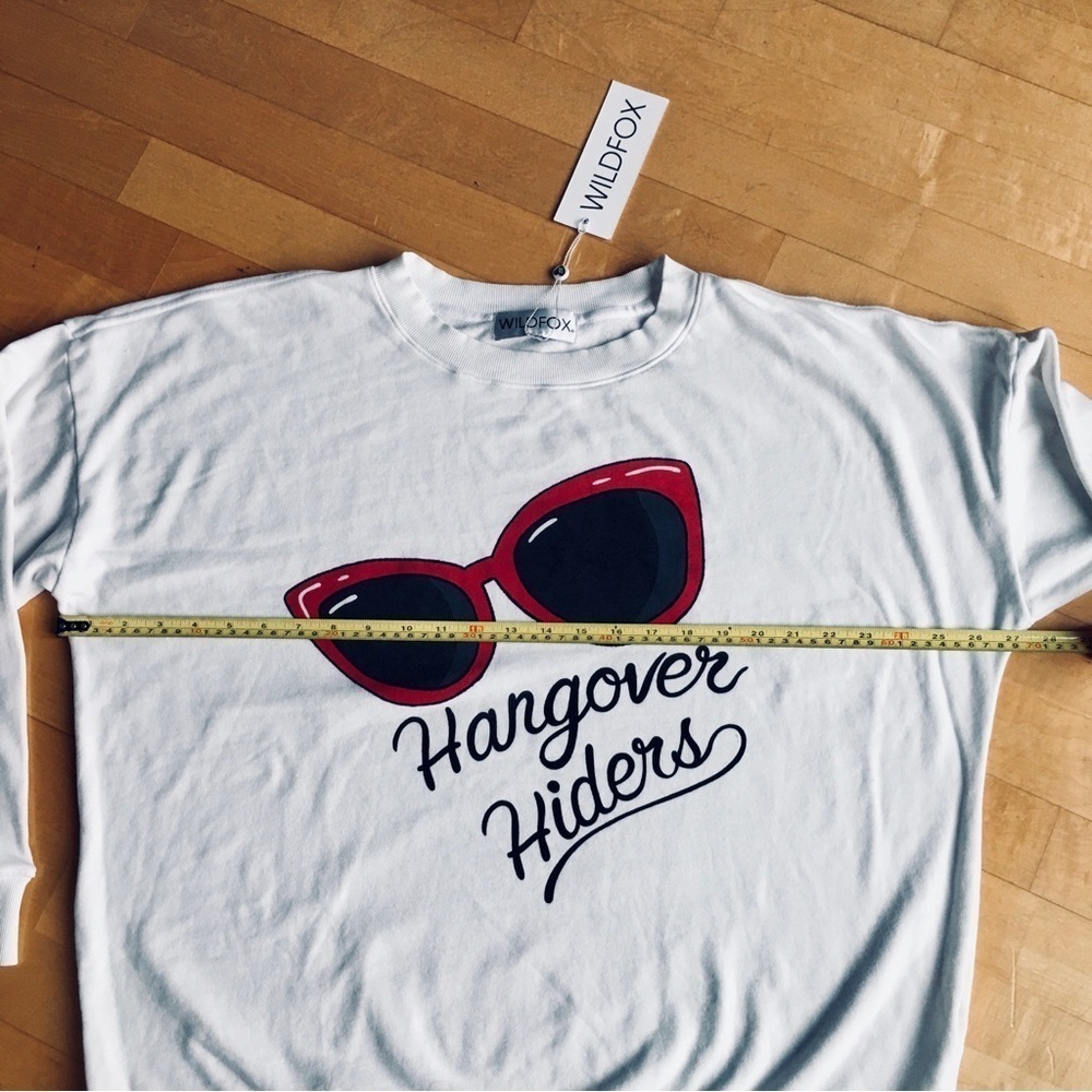 Wildfox “Hangover Hiders” Sunglasses Sweatshirt, Vanilla, Black, Red, Size XS - Picture 13 of 17